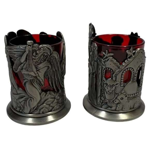 Nativity Angels Votive Candle Holders Macys Home for the Holidays 1997 Set Of 2 - Picture 2 of 9